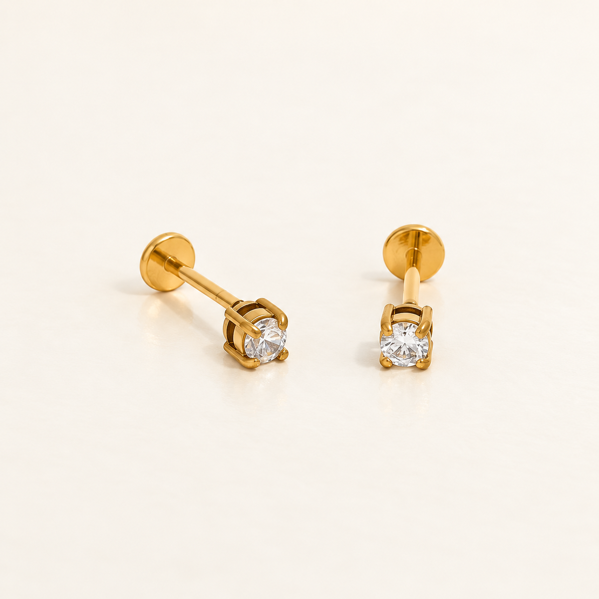 Gold-tone 3 mm stone stud earrings, product detail