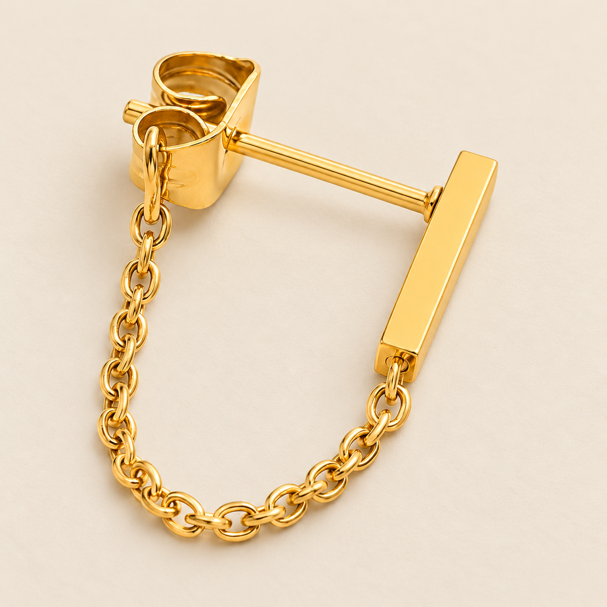 Aveline Bar-Chain Earrings — Macro detail