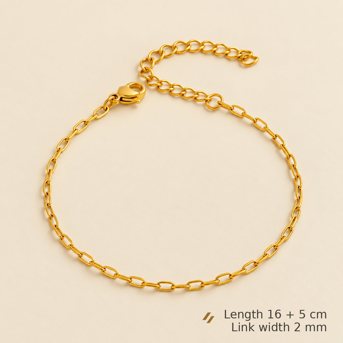 Delphine Rectangle-Link Bracelet - Supplier-listed size guide