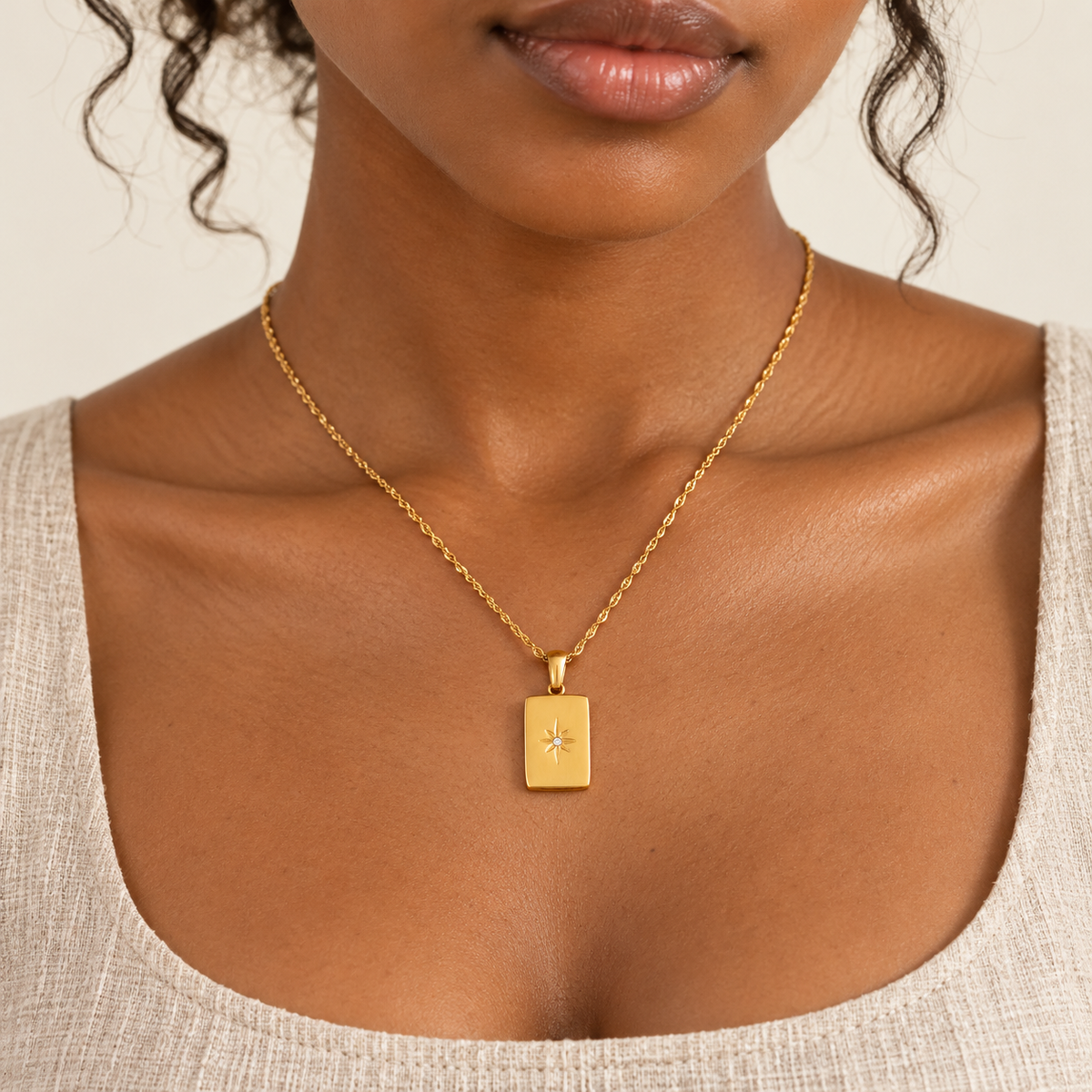 Estelle North Star Necklace - worn-1 styling illustration