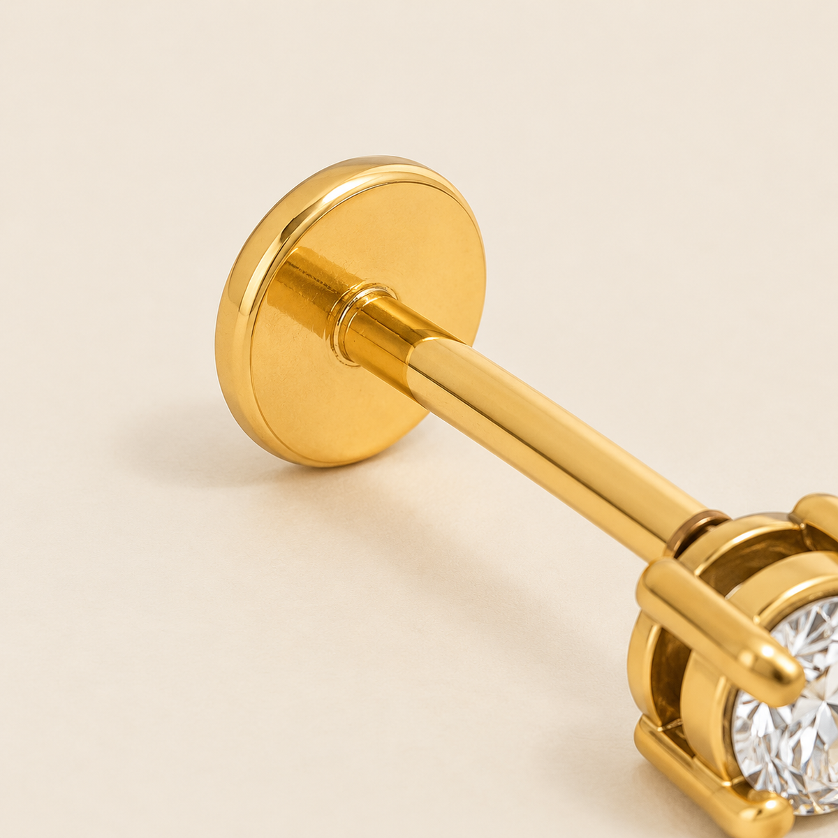 Lucette Stone Stud Earrings — Visible back detail