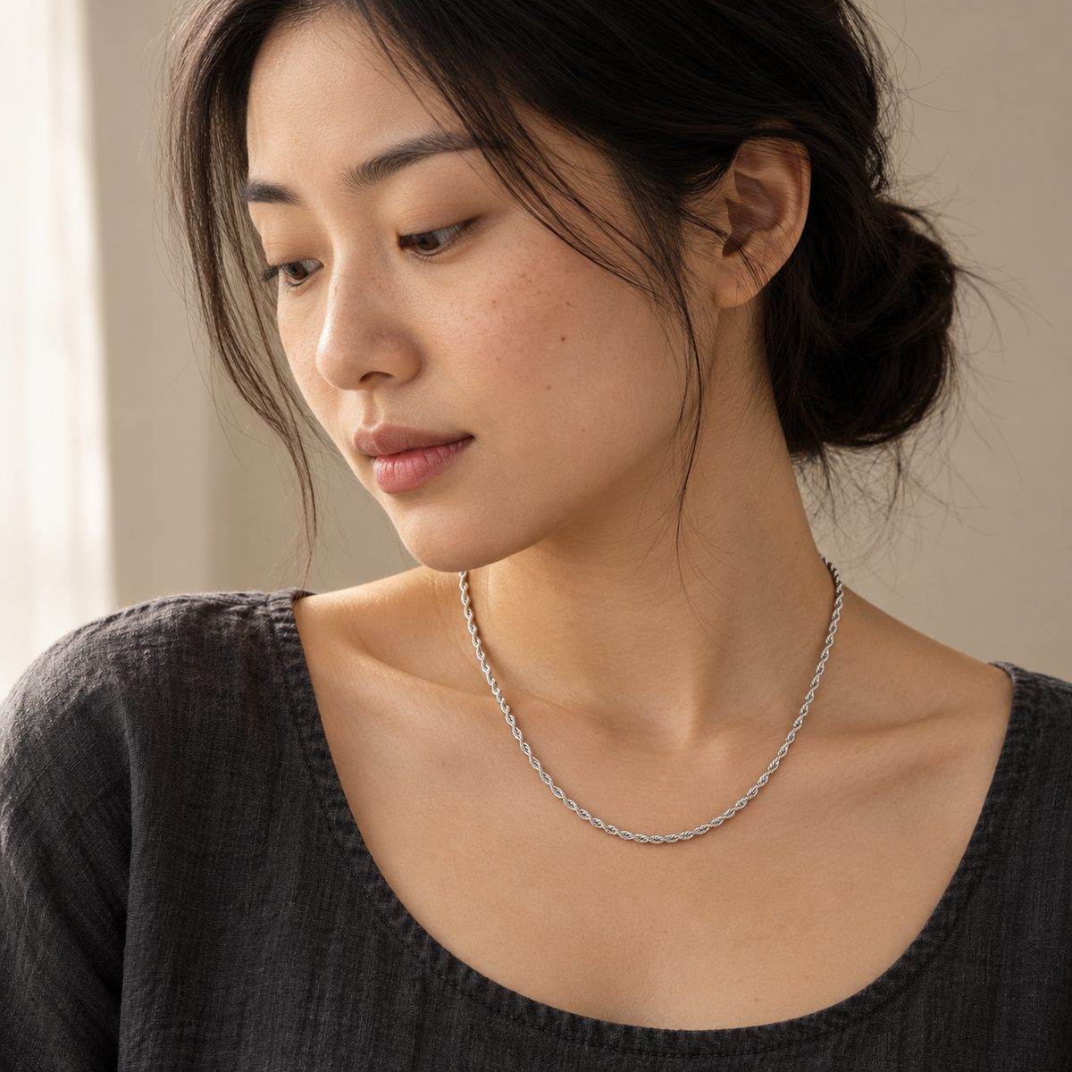Mirelle Rope Chain Necklace - Alternate worn styling illustration
