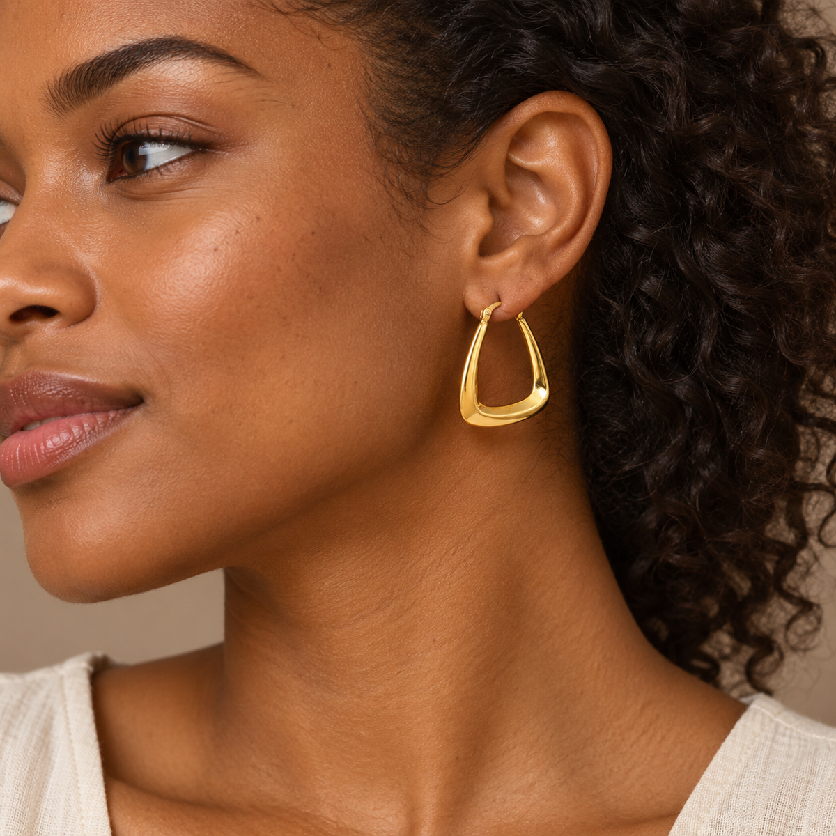 Noelle Triangle Hoops - worn-1 styling illustration