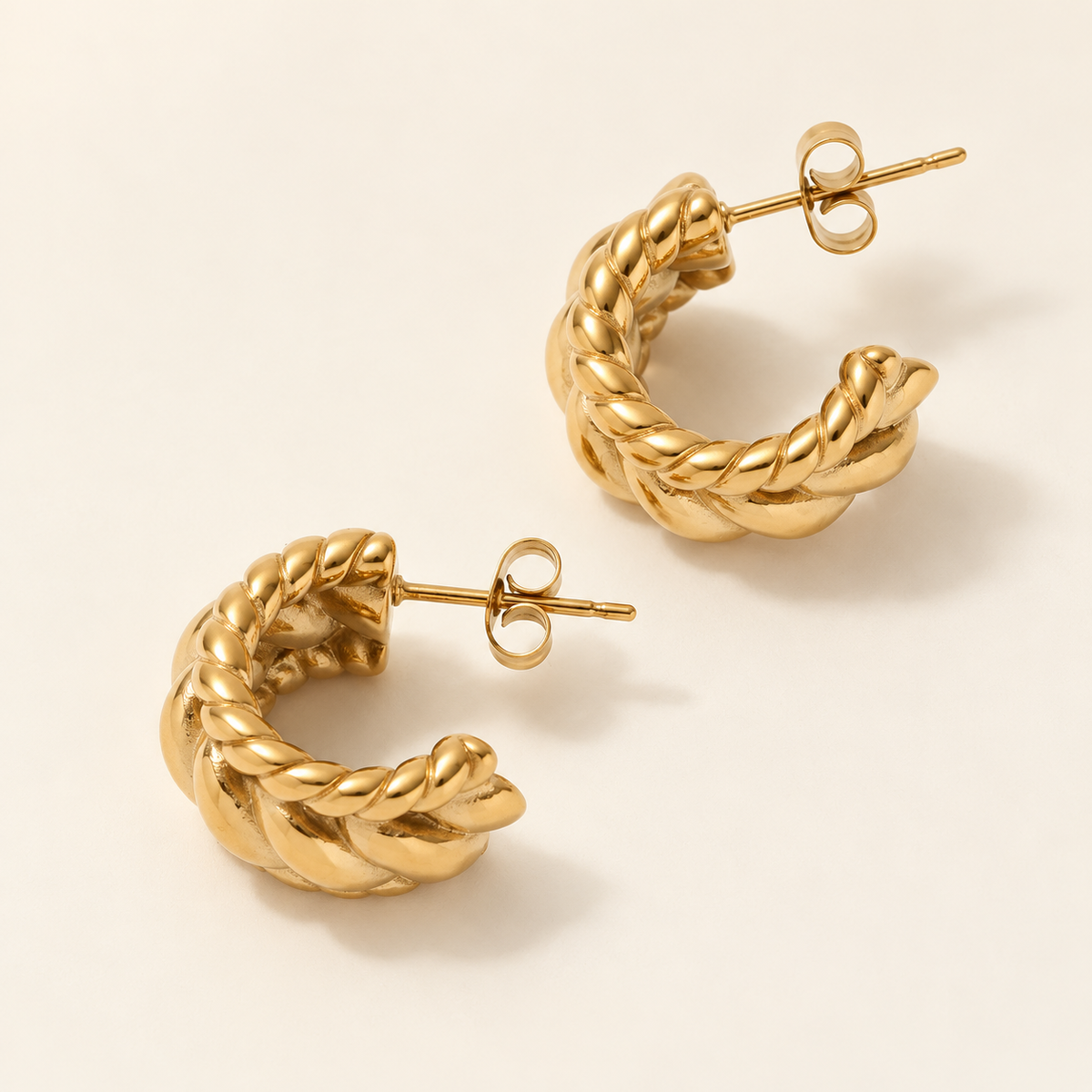 Orielle Rope-Texture Hoops - clasp-detail