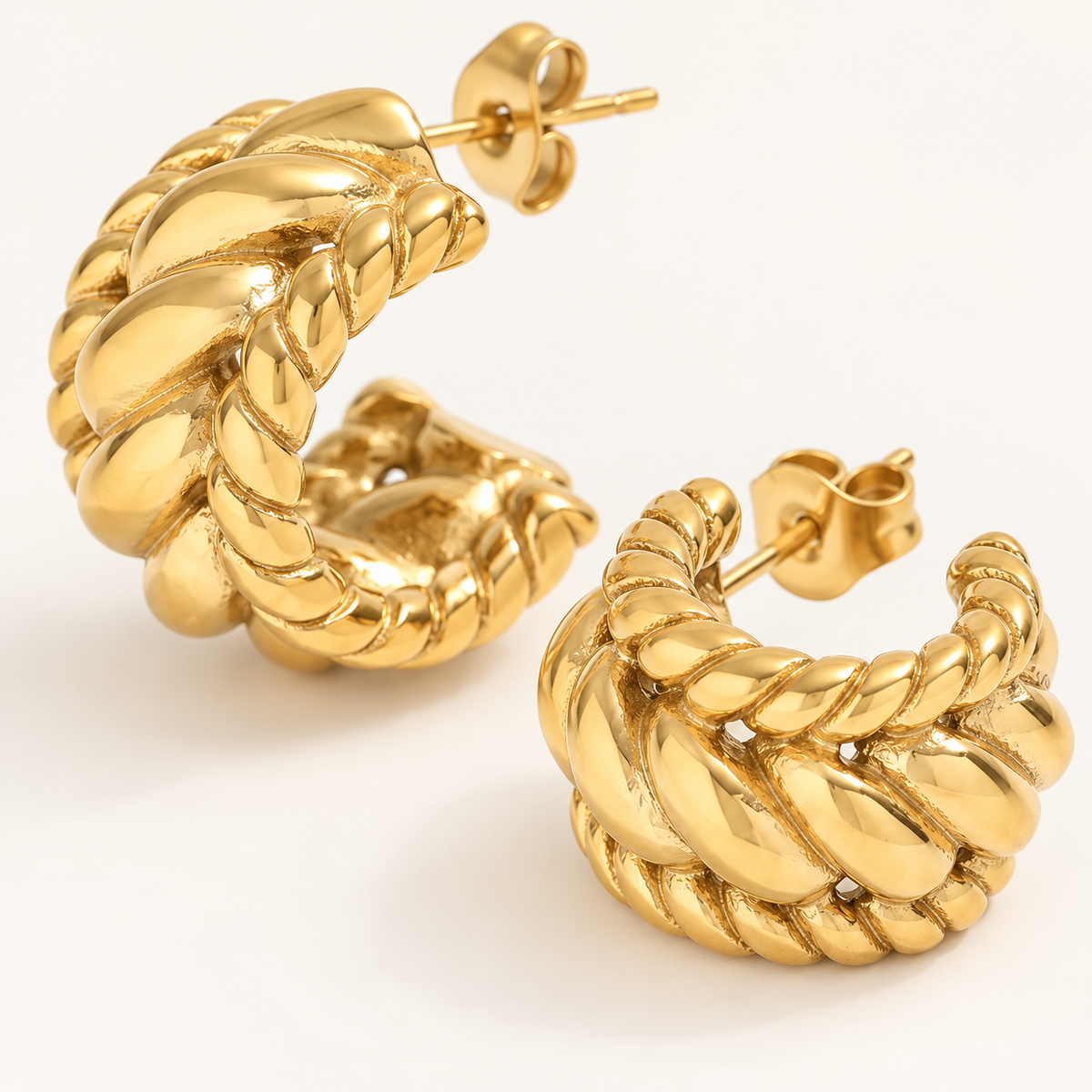Orielle Rope-Texture Hoops - macro