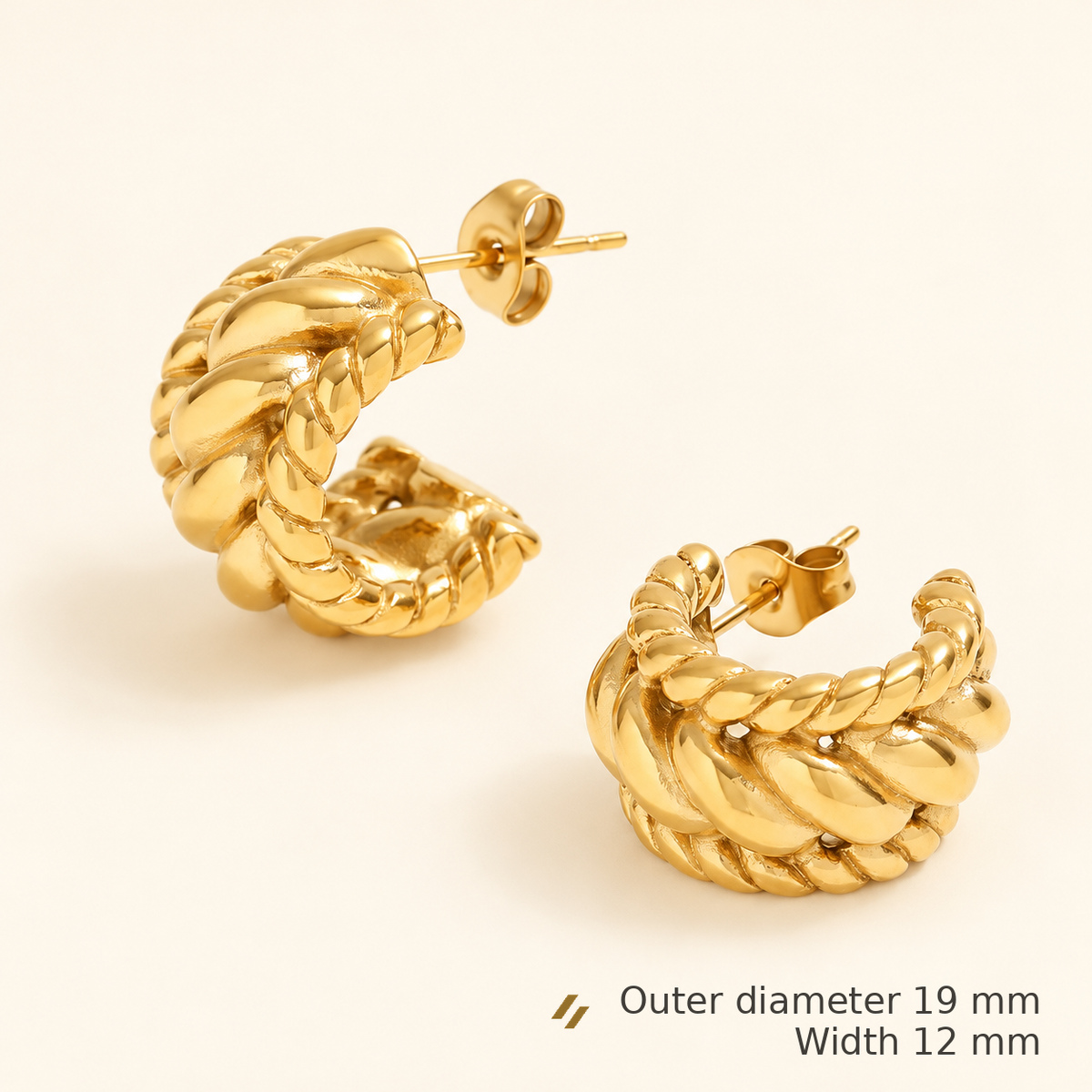 Orielle Rope-Texture Hoops - size-guide