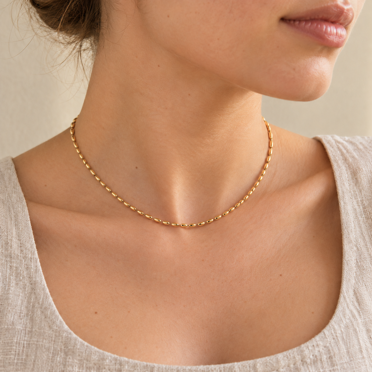 Roselle Bead Choker - worn-2 styling illustration