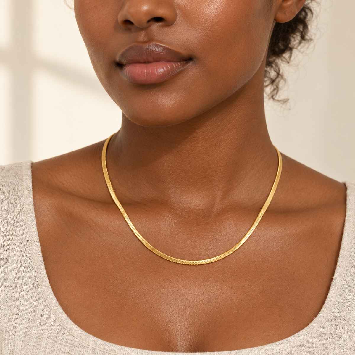 Solenne Herringbone Necklace - worn 1 styling illustration