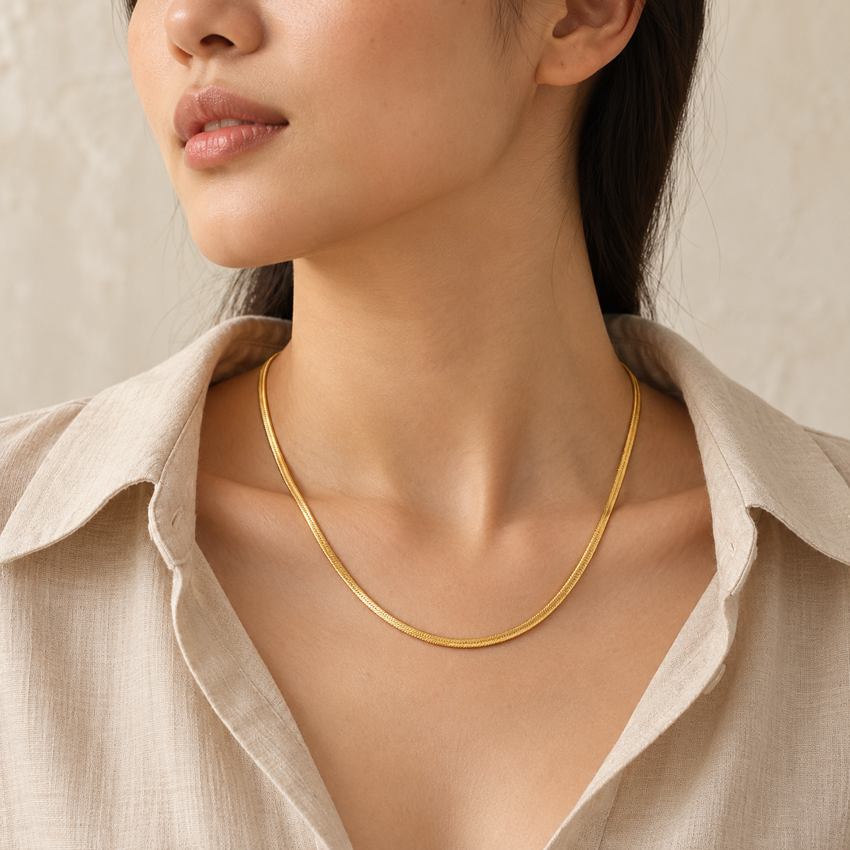 Solenne Herringbone Necklace - worn 2 styling illustration